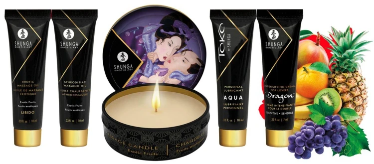 Shunga Geisha's Secret Kit Owocowy - zestaw do masażu i gier miłosnych