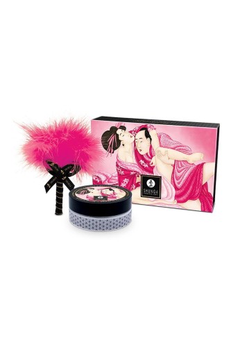 Shunga Malinowy puder do stref erogennych z piórkiem 228 g