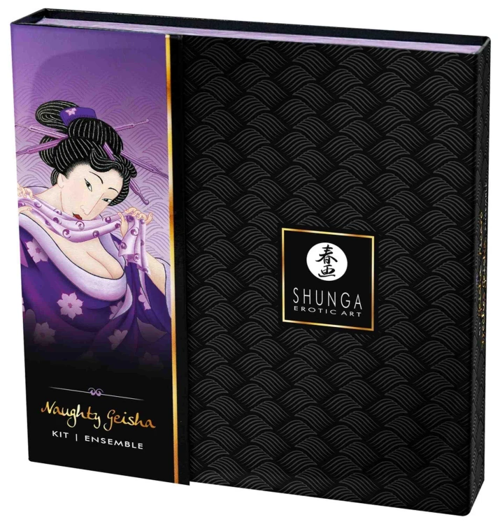 Shunga Naughty Geisha zestaw kosmetyków erotycznych z mini wibratorem