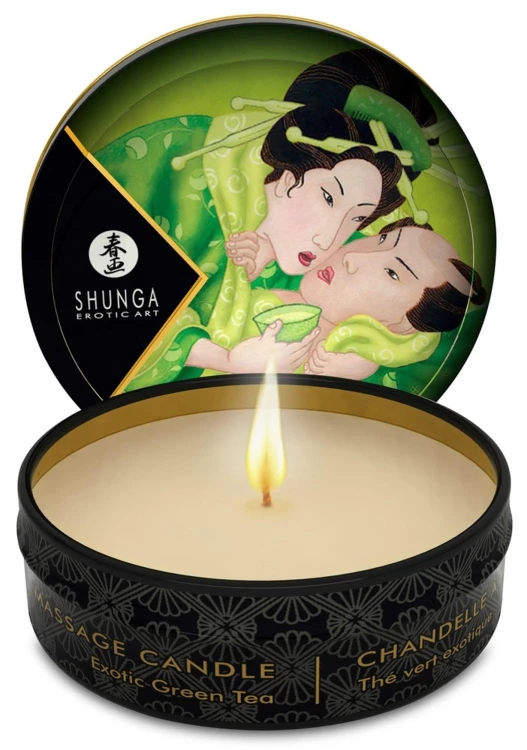 Shunga Mini Świeca do Masażu Zielona Herbata 30ml - Wosk Topi się w Olejek