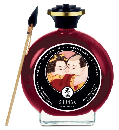 Shunga Body Painting Truskawka z Szampanem jadalna farba do ciała 100 ml