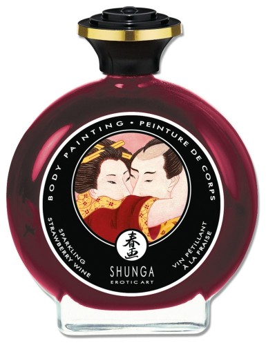 Shunga Body Painting Truskawka z Szampanem jadalna farba do ciała 100 ml