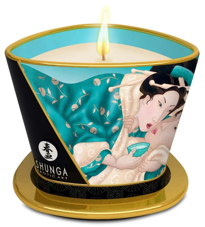 Shunga Świeca do Masażu o zapachu kwiatów 170ml - Wosk Topi się w Olejek