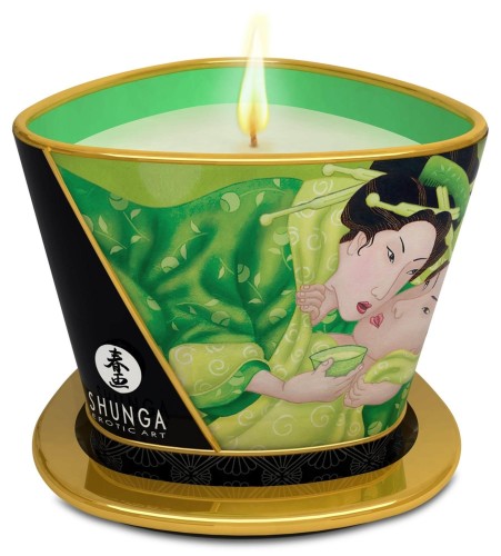 Shunga Świeca do Masażu Zielona Herbata 170ml - Wosk Topi się w Olejek