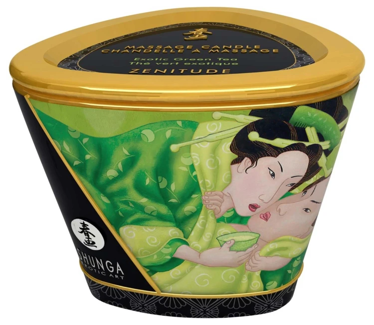 Shunga Świeca do Masażu Zielona Herbata 170ml - Wosk Topi się w Olejek
