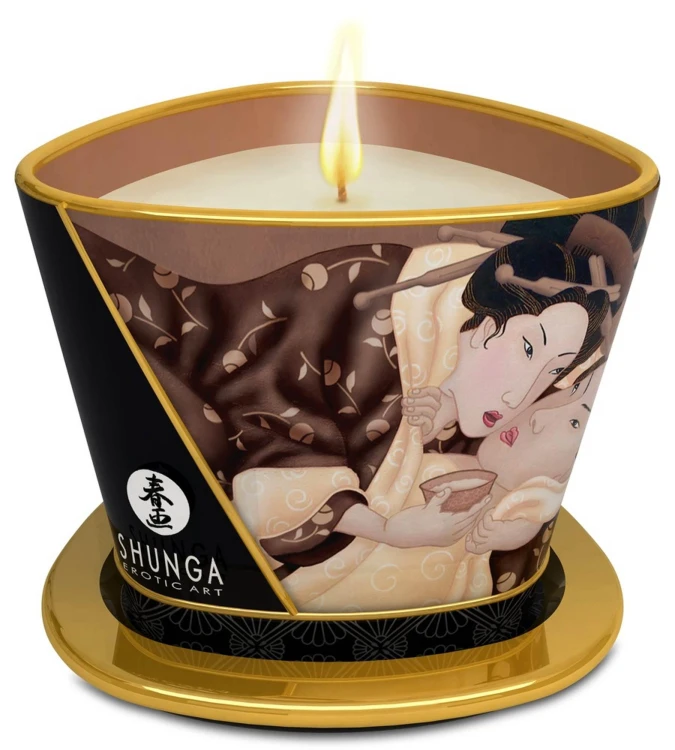 Shunga Świeca do Masażu Czekoladowa 170ml - Wosk Topi się w Olejek