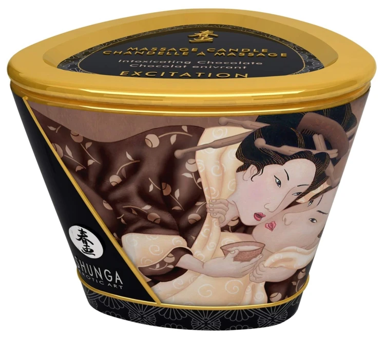 Shunga Świeca do Masażu Czekoladowa 170ml - Wosk Topi się w Olejek