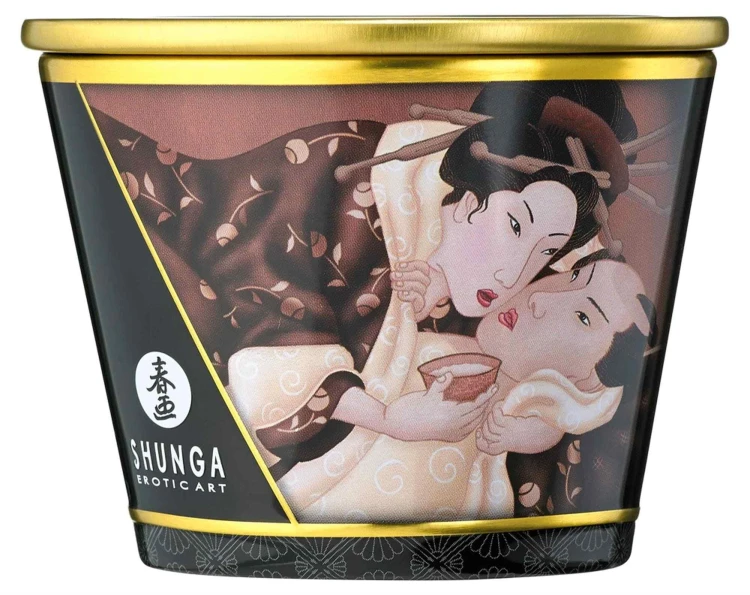 Shunga Świeca do Masażu Czekoladowa 170ml - Wosk Topi się w Olejek