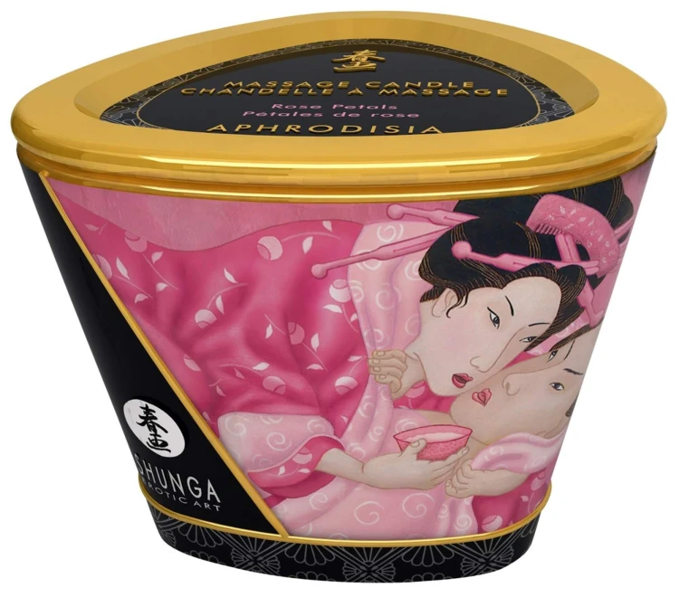 Shunga Świeca do Masażu o zapachu Róży 170ml - Wosk Topi się w Olejek