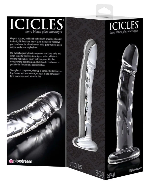 Icicles No. 62 Clear – Szklane Dildo z Realistyczną Fakturą