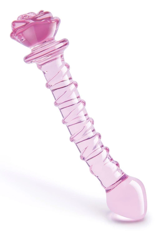 GLAZE GLASS ROSEBUD SPIRAL G-SPOT DILDO