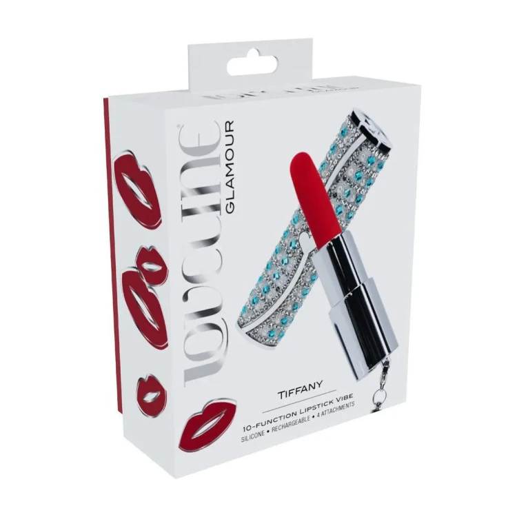Tiffany Lipstick Vibrator Blue – Mini Wibrator w Kształcie Szminki z 4 Końcówkami