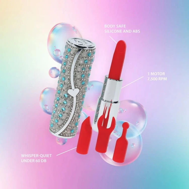 Tiffany Lipstick Vibrator Blue – Mini Wibrator w Kształcie Szminki z 4 Końcówkami