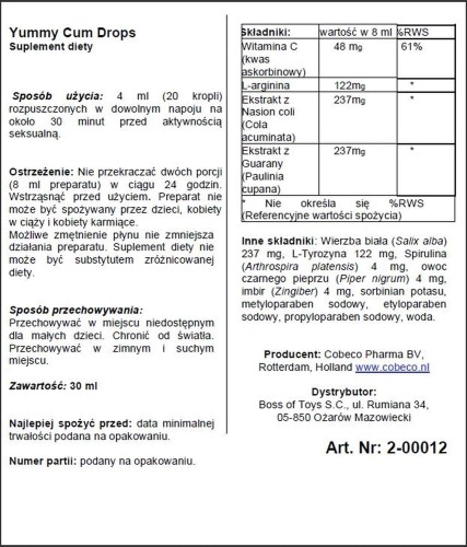 Yummy Cum Drops – Krople Poprawiające Smak Nasienia 30 ml