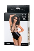 Glossy Kiara – zmysłowe body wetlook z głębokim dekoltem i kwiatowym haftem rozm. XL