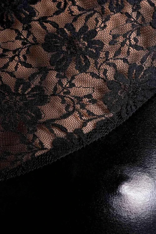 Glossy Lulu czarna sukienka wetlook erotyczna z koronką – rozmiar S