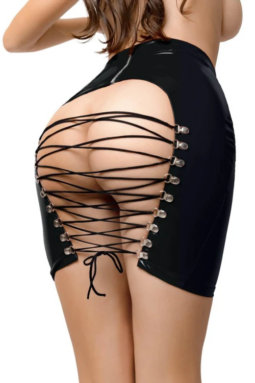 Wetlook skirt Leanne - black XL