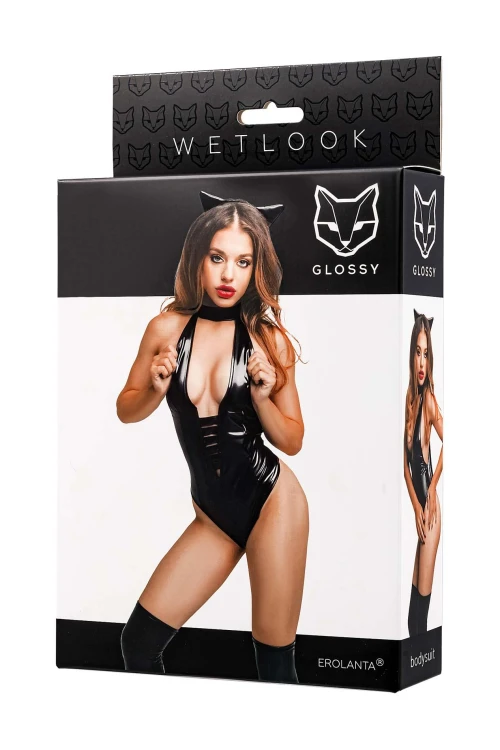 Glossy Kitti – uwodzicielskie body wetlook z kocimi uszami rozm. XL