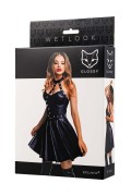 Glossy Marisa – seksowna sukienka wetlook czarna z ozdobnymi nitami roz. L