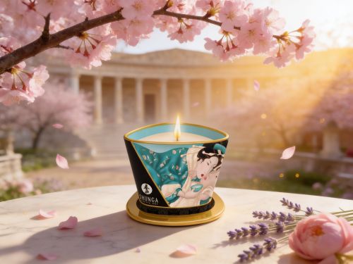 Shunga Świeca do Masażu o zapachu kwiatów 170ml - Wosk Topi się w Olejek