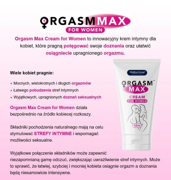 Żel/sprej - Orgasm Max cream for women 50 ml