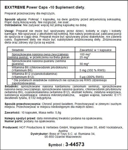 Hot eXXtreme Power – suplement diety dla mężczyzn 10 kapsułek
