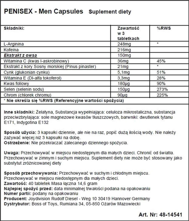 Supl.diety-PENISEX - Men Capsules, 40 capsules
