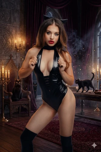 Glossy Kitti – uwodzicielskie body wetlook z kocimi uszami rozm. L