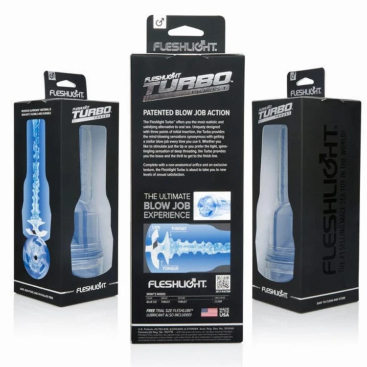 Fleshlight Turbo Thrust Blue Ice przezroczysty masturbator męski z efektem deep throat
