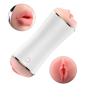 Masturbator dwustronny usta i wagina B-Series – 10 wibracji, sensor ruchu, USB