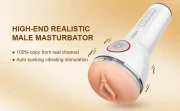 Masturbator ssący Leten SM340 z wibracjami – sztuczna pochwa z funkcją jęków w słuchawkach