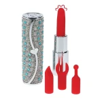 Tiffany Lipstick Vibrator Blue – Mini Wibrator w Kształcie Szminki z 4 Końcówkami