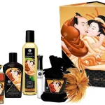 Zestaw erotyczny Shunga Sweet Kisses 6 elementów olejki do masażu i piórko