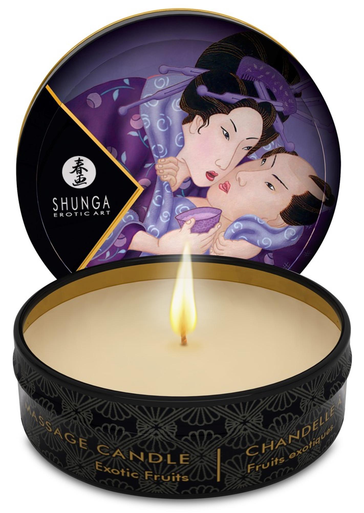 Shunga Mini Świeca do Masażu Owoce Egzotyczne 30ml - Wosk Topi się w Olejek